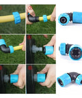 5 Pack 1/2 Inch Garden Water Connector Rapid Connection Adapter Quick Connect Faucet Joint Elbow Plastic Pipe Fittings for Hose Repair No Fuss Extension Irrigation and Car Wash ABS Durable Blue blue ABS hose elbow shown in use