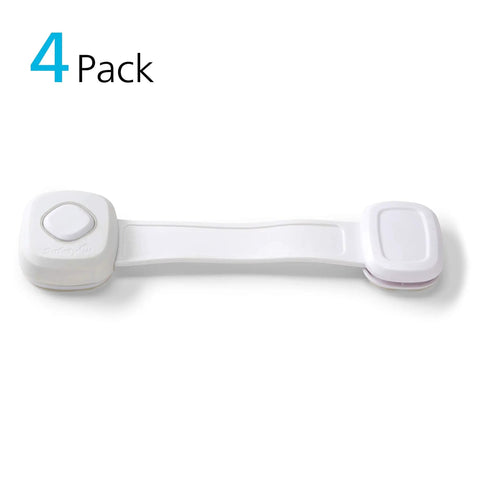 Outsmart All-Purpose Multi-Use Strap Four Pack White Kidproof Locking Straps For Cabinets Doors Drawers Easy Install