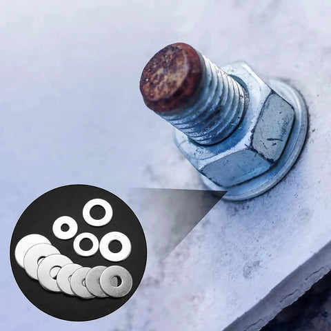 230 Piece Flat Washer Essentials Kit For Electrical Connections And General Repairs Includes Various Size Washers To Fit Screws Nuts And Bolts Distributes Load Prevents Loosening Perfect For Diy Home And Auto Projects, 304 stainless flat washer on bolt