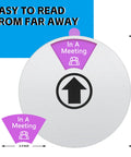 Door Sign With Rotating Privacy Indicator In A Meeting status, 5.9 inch acrylic, easy to read from far away.