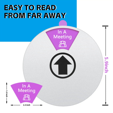 Door Sign With Rotating Privacy Indicator In A Meeting status, 5.9 inch acrylic, easy to read from far away.