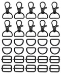 Solid 30 Piece Purse Hardware Kit Featuring Swivel Snap Hooks Premium D Rings And Adjustable Slide Buckles For Custom Bag Making Leather Crafting Diy Sewing And Heavy Duty Tote Work in black.
