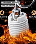 Two Pack E26 Medium Base Ceramic Light Socket With 6 Inch Prewired Lead And White Shade Ring UL Listed Porcelain Lamp Holder heat resistance