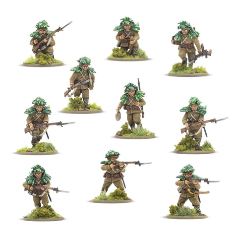 Japanese Army Infantry Platoon 28mm Plastic Miniatures For Bolt Action War Gaming World War II Tabletop Figures with Type 99 Rifles
