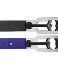 Must Have Dual Function Watch Case Opener And Spring Pin Tool Set with black and blue handles, compact iron and plastic.