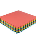Interlocking EVA Foam Floor Tiles 8 Pack, 32 Sq Ft Kid Friendly Playroom And Home Gym Padding, shown in stacked multicolor view.