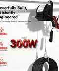 Heavy Duty Electric Winch 6000 Lbs Pulling Power For Trailers And Trucks With 12V 300W Motor, showcasing motor and cable.