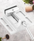 2.5 Inch Drill Press Vise Heavy Duty Metalworking Clamp With Stable Guiding Rods, precision milling vise on workshop surface.