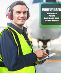 Man in high-visibility vest at airport, 10 Pack Reflective Safety Vests With Pockets And Zipper, fluorescent green