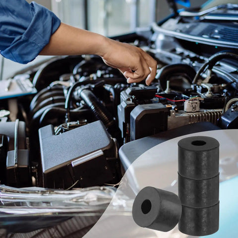 60 Piece Tough As Nails Rubber Spacers For Anti Vibration Bushings 14Mm OD 5Mm ID 10Mm Thick being used in automotive maintenance.