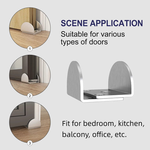 Sliding Barn Door Floor Guide Bottom Mounted U Shape Stainless Steel For Door Thickness 1 7 16 Inches To 1 13 16 Inches 2 Pack Half Round Floor Guide For Home Kitchen Bedroom Office And More.