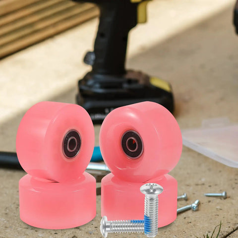 Roller Skate Accessories Kit Pro Grade With Metal Stopper Screws 6 Pack Replacement Parts For Inline Skates And Roller Boots Durable Bearings Repair Kit For Easy Maintenance And Quick Fixes: pink wheels and metal screws