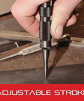Automatic Center Punch With Adjustable Stroke for precise marking in use, 5-1/4 inch length, steel knurled handle, 18C model