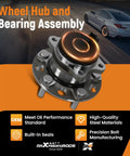 Rear Wheel Bearing And Hub Assembly With ABS Direct Fit For Hyundai Sonata 2016 To 2019 Tucson 2016 To 2021 Veloster N 2019 To 2021 Kia Optima 2016 To 2020 Sportage 2017 To 2020 Cadenza 2017 To 2020 With 5 Lug