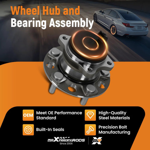 Rear Wheel Bearing And Hub Assembly With ABS Direct Fit For Hyundai Sonata 2016 To 2019 Tucson 2016 To 2021 Veloster N 2019 To 2021 Kia Optima 2016 To 2020 Sportage 2017 To 2020 Cadenza 2017 To 2020 With 5 Lug
