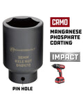 36mm axle nut socket with CRMO, pin hole, impact ready, part of Four Piece Axle Nut Socket Set For Front Wheel Drive 30mm 32mm 34mm 36mm 6 Point Chrome Vanadium Sockets Pro Grade Impact Ready Foreign Vehicles Heavy Duty Tool Kit To Remove Axle Nuts.