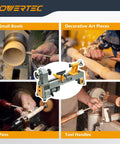 Powerful 10 Inch X 18 Inch Benchtop Mini Wood Lathe With Cast Iron Body For turning pens, bowls, spindles, and DIY projects.