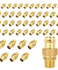 50 Pack Three Quarter Inch Copper Press Male Npt Fittings Premium Lead Free Brass Union Couplings in a display arrangement.