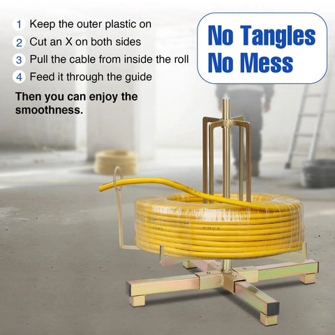 Foldable Wire Spool Rack With Pro Grade Heavy Duty Cable Dispenser Wall Or Floor Mount Ideal For Romex Wires On Job Sites