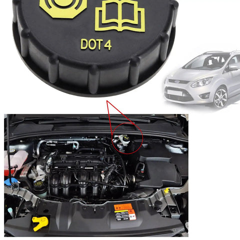 Brake Fluid Reservoir Cap and Anti Spill Cover for Ford Focus, Mondeo, C-Max, and S-Max, OE 1831528 BV612162AB