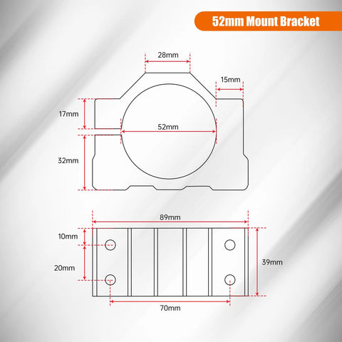 Diagram of 52mm mount bracket for Air Cooled CNC Spindle Motor 800W 110V ER11 52mm Collet 20000RPM 0.79Nm With Carbon Brushes
