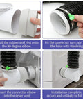 4 Inch Dryer Vent Hose Kit For Tight Spaces 10 Feet Long, 90 Degree Elbow With Rubber Seal Connectors installation guide