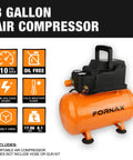 Tough As Nails 3 Gallon Portable Air Compressor Oil Free Pump 110 Psi Max Pressure shown in orange, ideal for garage tasks.