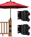 American Made Full Aluminum Non-Rust Deck Umbrella Mount, Heavy Duty Metal Base Stand, 2 Piece Outdoor Umbrella Holder for Deck Railings