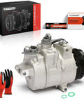 Heavy Duty AC Climate Control Compressor Assembly With Four Groove Pulley And Prefilled Oil For 2013 To 2019 Ford Explorer And Police Interceptor showing compressor and accessories.