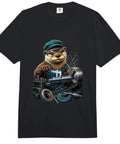 Check Out This Cool CNC Tools Vise Gauge Square Tee, black shirt with graphic of otter working on machine tools.