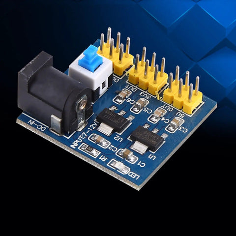 DC DC Buck Converter Module Step Down Power Supply 12V To 3.3V 5V And 12V Outputs, PCB Mount, yellow pins, black input port