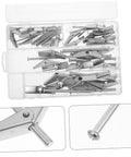 32 Piece Toggle Bolts Wing Nut Kit Heavy Duty Metal Drywall Anchors And Assorted Screws For Securely Hanging Heavy Items On Walls Easy Installation And Strong Hold, open case
