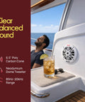 6.5 Inch Dual Marine Speakers Built For Outdoor Bumpin Sound, Waterproof And Weather Resistant, installed on boat