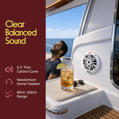 6.5 Inch Dual Marine Speakers Built For Outdoor Bumpin Sound, Waterproof And Weather Resistant, installed on boat