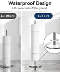 Stainless Steel Freestanding Toilet Paper Holder Stand With Shelf For Spare Rolls Waterproof And Rustproof Bathroom Storage Organizer That Holds Five Rolls No Fuss Tools Needed Durable Modern Bath Accessory For Neat Everyday Use on wet floor comparison