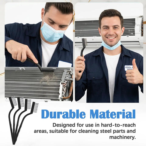 Person using 60 Piece Mini Wire Brush Set Stainless Steel Wire Bristles Scrubbers For Welding Slag And Rust Cleaning