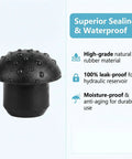 Close-up of Six Pack Bottle Jack And Floor Jack Oil Filler Plug Set with 8mm rubber plug showing waterproof and sealing features.