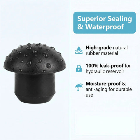 Close-up of Six Pack Bottle Jack And Floor Jack Oil Filler Plug Set with 8mm rubber plug showing waterproof and sealing features.