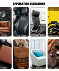 Application scenarios for Self Adhesive Leather Repair Patch Tape for car seats, couches, office chairs, and motorcycle seats.