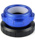 Hybrid 1.25 Inch Telescope Eyepiece Adapter With PETF Inner Ring And Coaxial Lock Lets You Use M42 Eyepieces In Modern 1.25 Inch Telescopes Safe Quick Locking Astronomy Accessory Gear showing blue and black adapter design