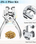 Three Sixteenth Inch Grommet Tool Kit Eyelet Plier Set Hand Punch Grommet Press With 200 Eyelets for DIY Projects, Multi-Color