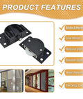 Product image of Two Sets Sliding Door Rollers Pulleys With Silent Nylon Wheels for cabinet and wardrobe doors, black finish.