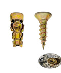 Close-up of 6x14mm short expansion cabinet hinge repair screws and anchors for loose holes and shallow holes wall fasteners 50 pack.