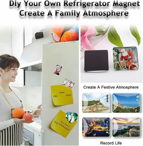DIY Badge Maker Machine With Fridge Magnets And Paper Cutter 100 Piece Button Making Kit Square 90x65mm on fridge with notes