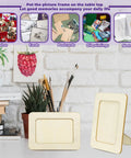 Twenty Pack Unfinished Wooden Picture Frames For 4X6 Photos displayed on a tabletop with brushes and plants, perfect for DIY crafts.
