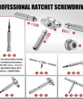 66 In 1 Magnetic Screwdriver Set With S2 Steel Bits, showing ratchet mechanism and detachable handle configuration.