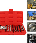 Heavy Duty Hydraulic Gear Puller And Bearing Separator Tool Kit Is A Bad Boy For Mechanics Who Want Zero Stress With Heavy Duty Forged Steel That Does Not Break Or Leak During Hard Work On Any Car Truck Or Machine Repair. red forged steel puller kit with bearing separator and adapters in case