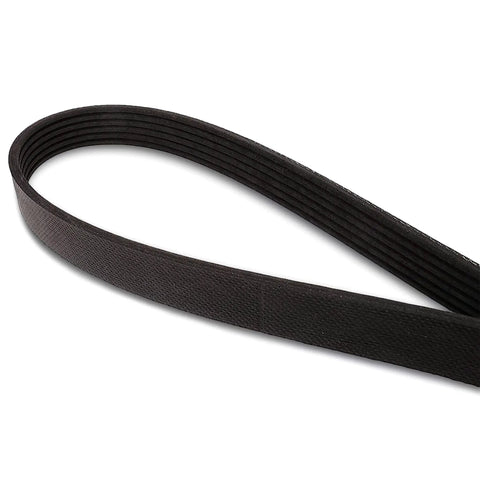 R135822 Replacement Drive Belt For Lawn Tractors And Riding Mowers Heavy Duty OEM Quality Fit Durable Belt For Smooth Performance Compatible With Decks And Clutches Easy Install Long Lasting Reliability black ribbed drive belt shown coiled