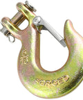 5/16 Chain Hook With Safety Latch Heavy Duty Clevis Slip Hook Grade 70 Forged Steel 14,000 Lbs Capacity Ideal For Towing, Rigging, And Industrial Construction Projects. zinc-plated clevis slip hook with safety latch