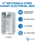 Built Like A Tank 4X2 Inch Galvanized Steel Junction Boxes 10 Pack Heavy Duty Metal Outlet Enclosures With Half And Three Quarter Inch Knockouts One Seven Eighth Inch Deep Hardcore Industrial Grade Electrical Fixtures